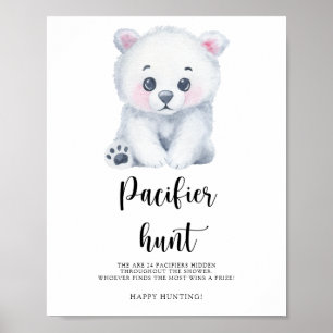 Polar Bär - Schnuller Jagen Baby Dusche Poster
