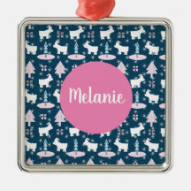 Polar Bär und Bäume Monogramm Weihnachtsgeschenk v