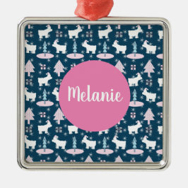 Polar Bär und Bäume Monogramm Weihnachtsgeschenk v Ornament Aus Metall