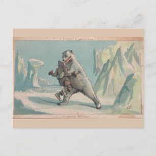 Polar-Bär-Victorianischer-Weihnachtspostkarte Feiertagspostkarte