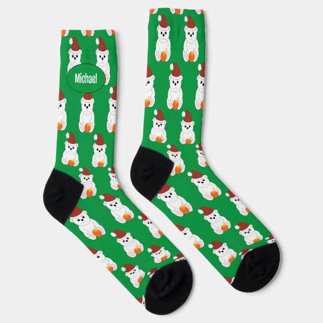 Polar Bär Weihnachten Weihnachtsgeschmack Ihr Name Socken (Rechts)