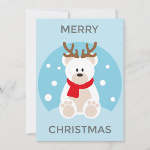Polar-Bär-Weihnachtskarte, Hirschgeweih Lustig Süß Feiertagskarte