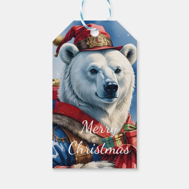 Polar-Bär Weihnachtsmann-Weihnachtsdesign Geschenkanhänger (Vorderseite)