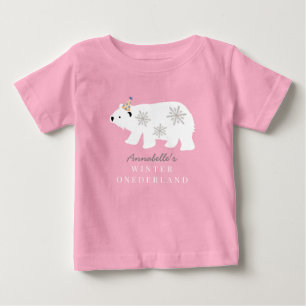 Polar Bär Winter Onederland Rosa 1. Geburtstag Baby T-shirt