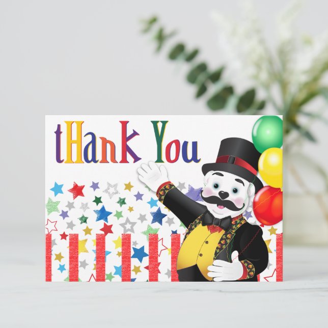 Polar-Bär-Zirkus-Geburtstag Dankeskarte (Stehend Vorderseite)