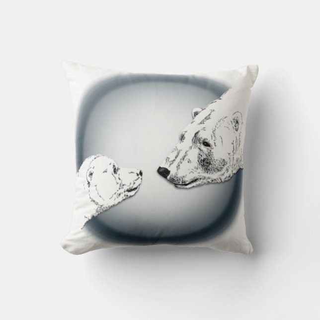 Polar Bären Art Kissen Mutter w. Baby Bears Kissen (Vorderseite)
