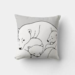 Polar Bären Art Kissen Mutter w. Baby Bears Kissen