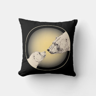 Polar Bären Art Kissen Mutter w. Baby Bears Kissen