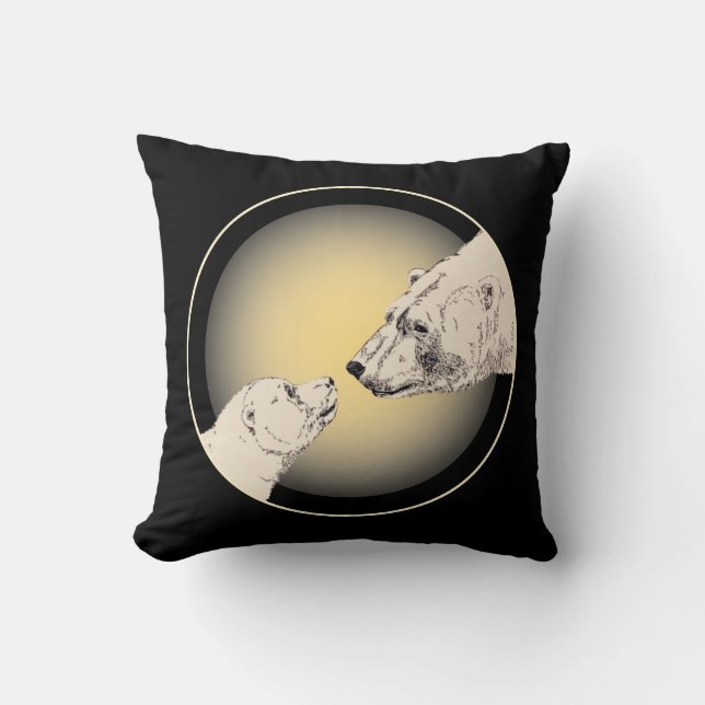 Polar Bären Art Kissen Mutter w. Baby Bears Kissen (Vorderseite)