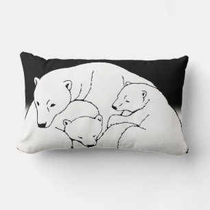 Polar Bären Art Kissen Mutter w. Baby Bears Kissen