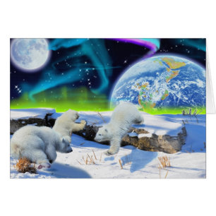 Polar Bären Cubs & Aurora Art Card spielen