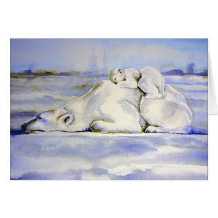 Polar-Bären-Karte Mama und Jungtier schlafend