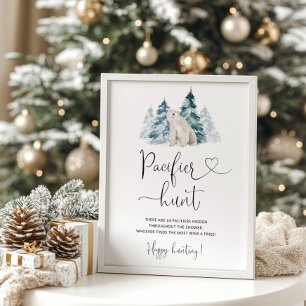 Polar Bären Schnuller Jagen Baby Duschgame Poster