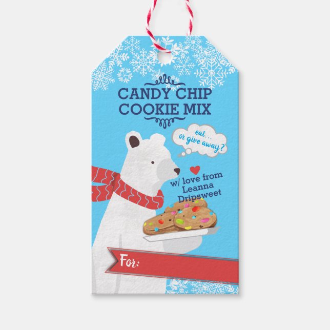 Polar Bären Schokoladenchip-Mischung in einem Glas Geschenkanhänger (Vorderseite)