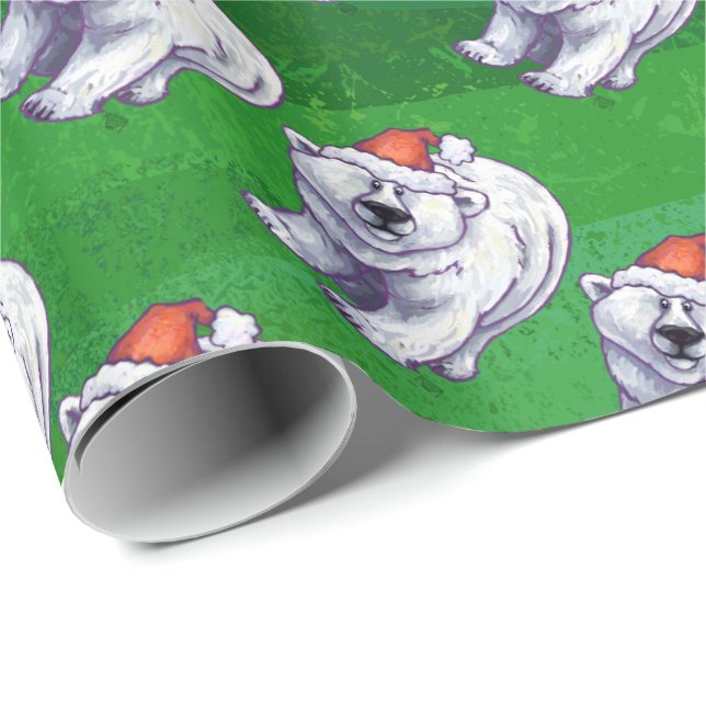 Polar Bären Weihnachten auf Grün Geschenkpapier (Rolleneckpunkt)