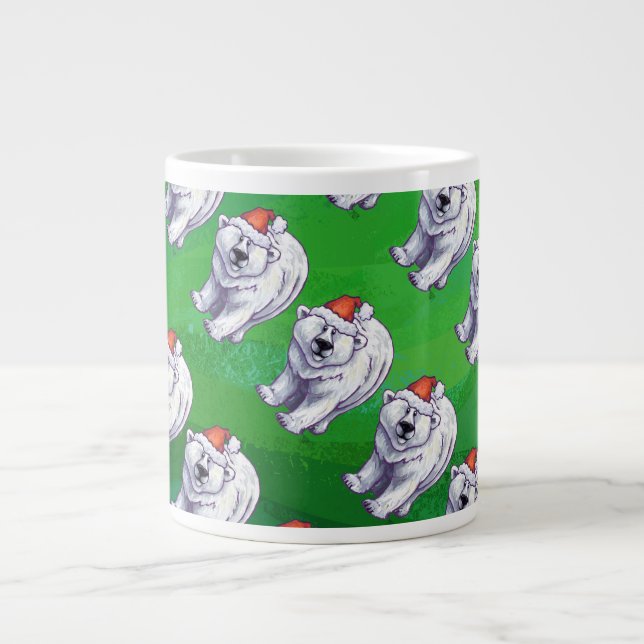 Polar Bären Weihnachten auf Grün Jumbo-Tasse (Vorderseite)
