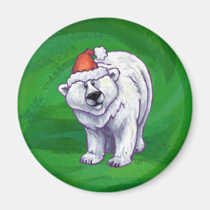Polar Bären Weihnachten auf Grün Magnet