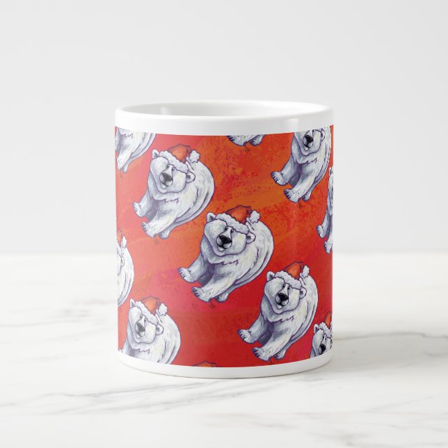 Polar Bären Weihnachten auf Rot Jumbo-Tasse (Vorderseite)