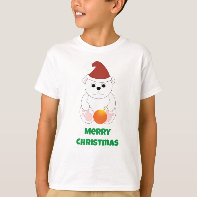 Polar Bären Weihnachtsfeier Weihnachtsmannmütze Pe T-Shirt (Vorderseite)