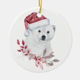 Polar Bären Weihnachtsmannmütze Frohe Weihnachten  Keramik Ornament