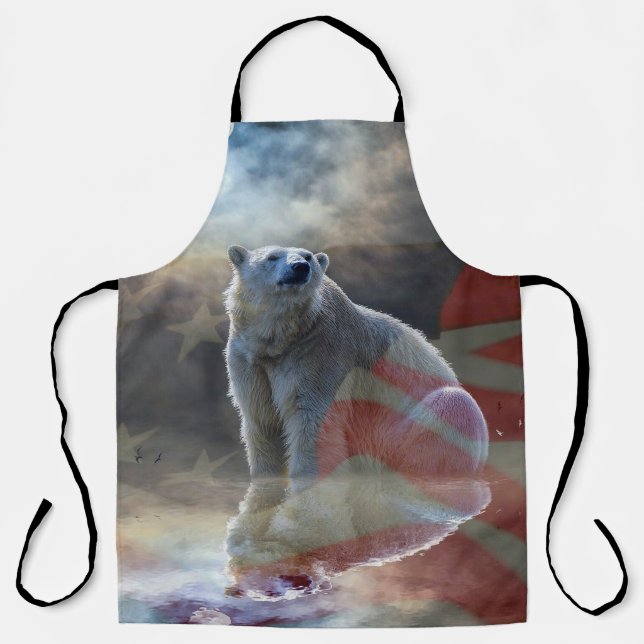 Polar Bear American Flag Schürze (Vorderseite)