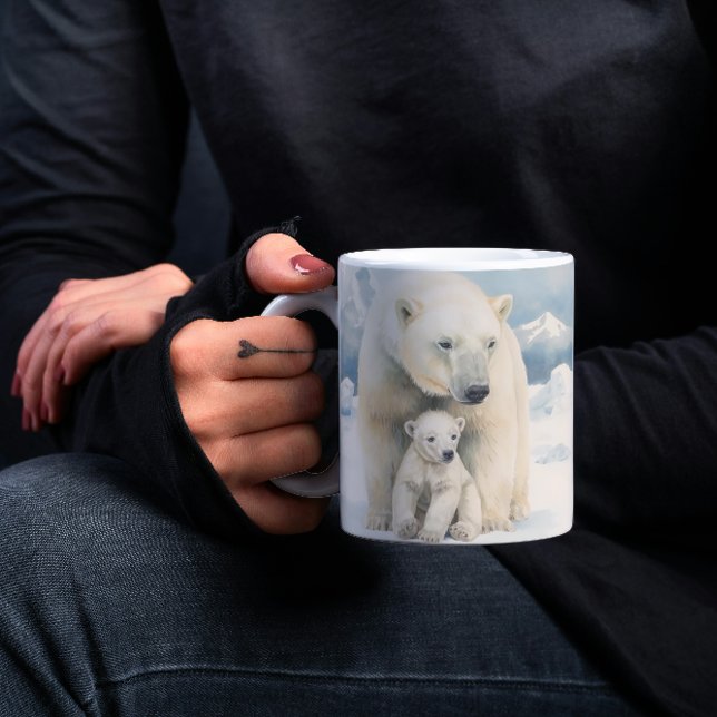 Polar Bear and Cub Arctic Elegante Kaffeetasse (Von Creator hochgeladen)
