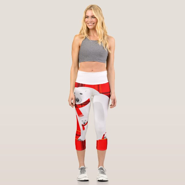 Polar Bear and Cube Kariert Scarfs Kariert Capri Leggings (Vorderseite)