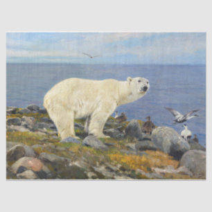 Polar Bear and Eider Encks on Coast by Friese Seidenpapier