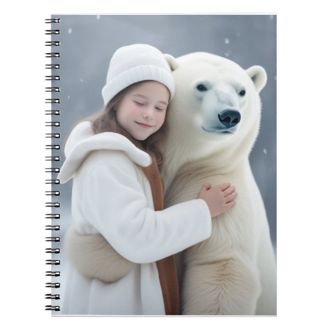 Polar Bear and Girl Hug Notizblock (Vorderseite)