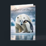 Polar Bear and Pinguin Friends Birthday Karte<br><div class="desc">Eisbär und Pinguin auf arktischem Eis zum Geburtstag eines Freundes.</div>
