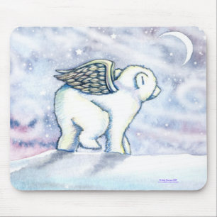 Polar Bear Angel Cub Mousepad von Molly Harrison