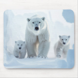 Polar Bear Animal Family Wandering Mousepad