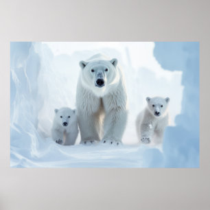 Polar Bear Animal Family Wandering Poster
