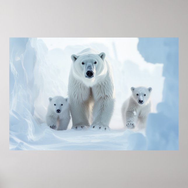 Polar Bear Animal Family Wandering Poster (Vorne)