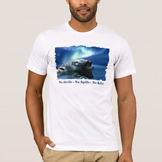 Polar Bear Anti-Oil Drilling Environmental Art T-Shirt (Vorderseite)