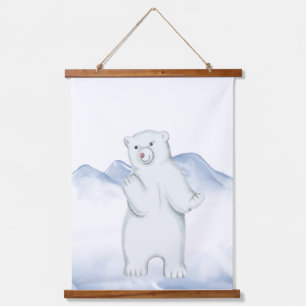 Polar Bear Arctic Animal Kinderzimmer Wall Decke Wandteppich Mit Holzrahmen