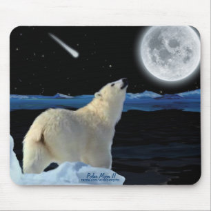 Polar Bear & Arctic Moon Wildlife Art Mousepad