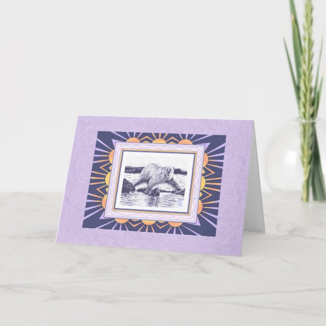 Polar Bear & Arctic Sun Blank Greise Karte (Vorderseite)