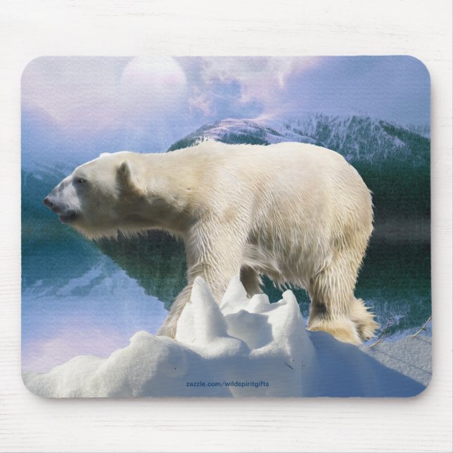 Polar Bear & Arctic Tundra Wildlife Supporter Gesc Mousepad (Vorne)
