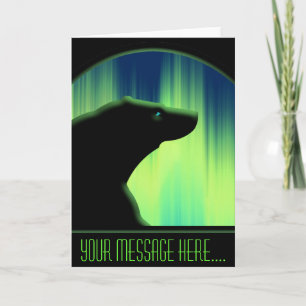 Polar Bear Art Cards Northern Lights Bear Art Card Feiertagskarte