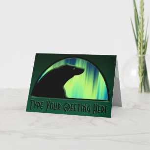 Polar Bear Art Cards Northern Lights Bear Art Card Feiertagskarte