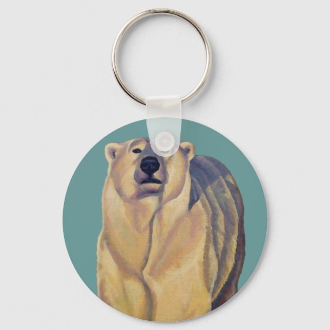 Polar Bear Art Key Chain Canadian Wildlife Geschen Schlüsselanhänger (Vorderseite)