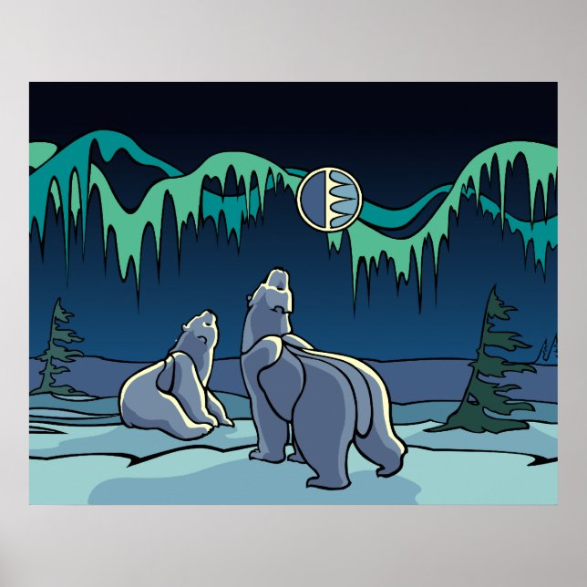Polar Bear Art Poster Print First Nation Wildlife (Vorne)
