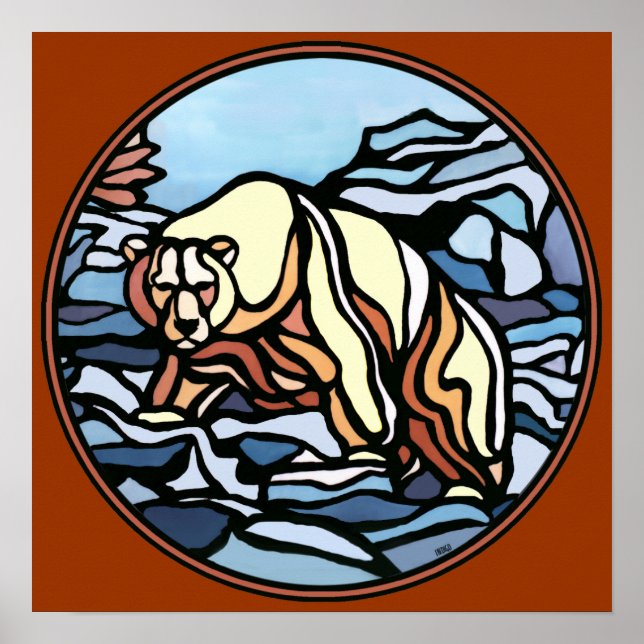 Polar Bear Art Print Tribal Wildlife Wohngestaltun Poster (Vorne)