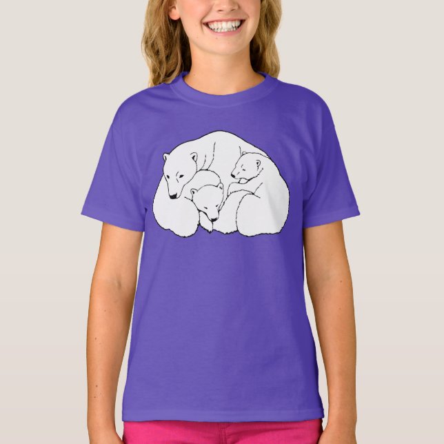 Polar Bear Art T - Shirt Girl's Bio Bear Shirt (Vorderseite)