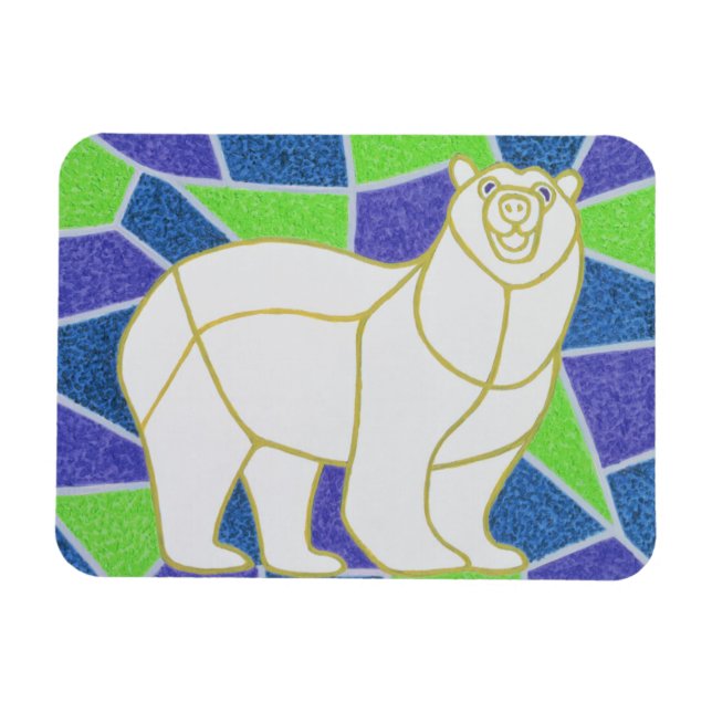 Polar Bear auf festem Glas Magnet (Horizontal)