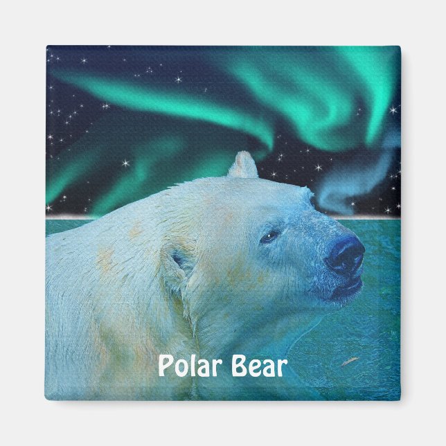 Polar Bear & Aurora Arktis Kunst, Dichtung und Mus Magnet (Vorne)