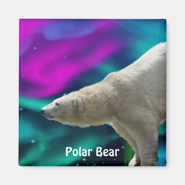 Polar Bear & Aurora Arktis Kunst, Dichtung und Mus Magnet (Vorne)