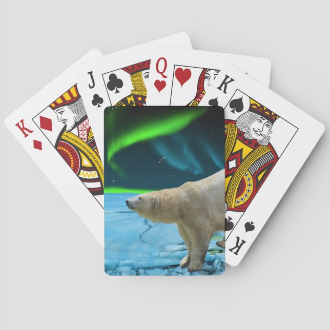 Polar Bear & Aurora Arktis Kunst, Dichtung und Mus Spielkarten (Rückseite)