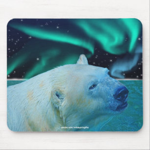 Polar Bear & Aurora Borealis Art Mousepad